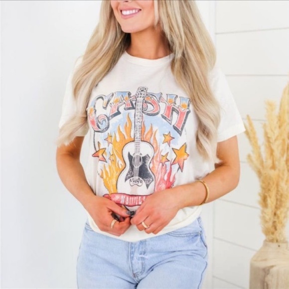 Tops - New Country Western Johnny Cash Graphic Tee